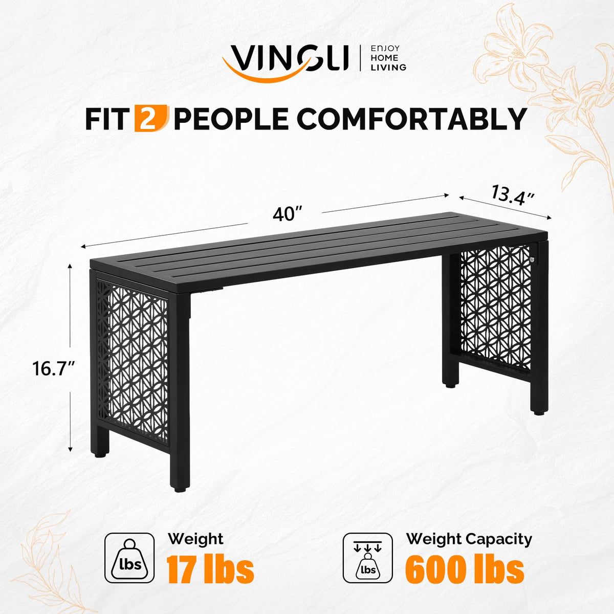 Black Metal Outdoor Bench X734