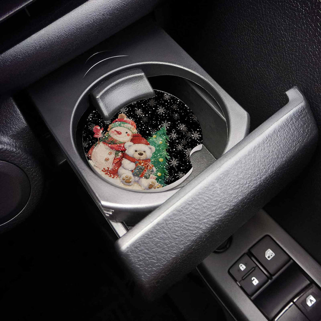 Black Ceramic Car Coasters 2 Piece Set K2434