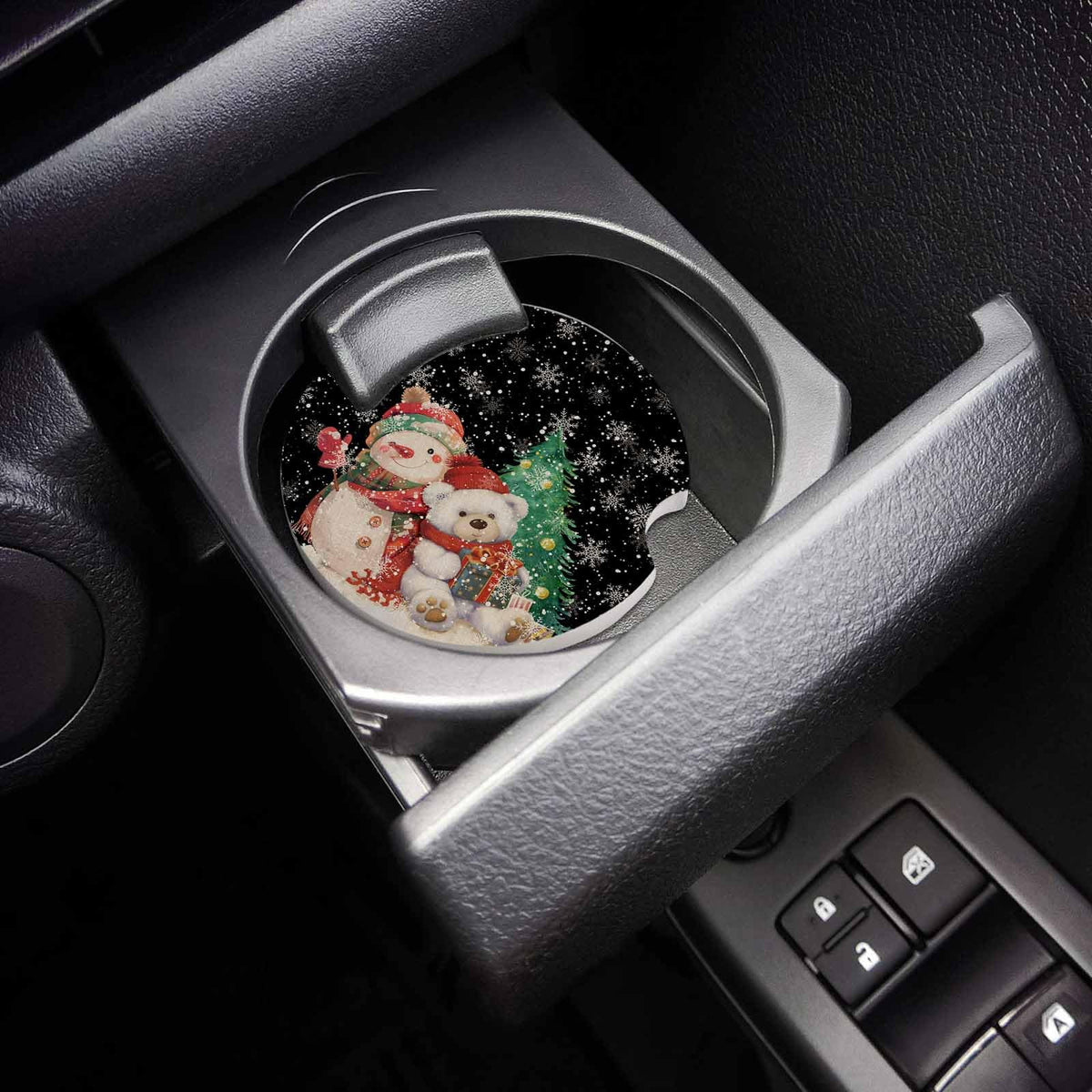 Black Ceramic Car Coasters 2 Piece Set K2434