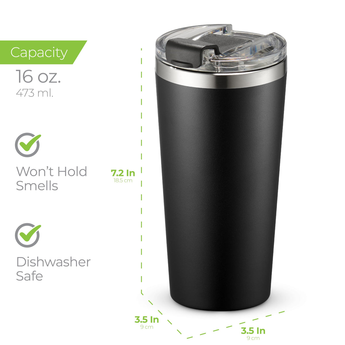 16 oz Stainless Steel Insulated Coffee Tumbler Black R858062