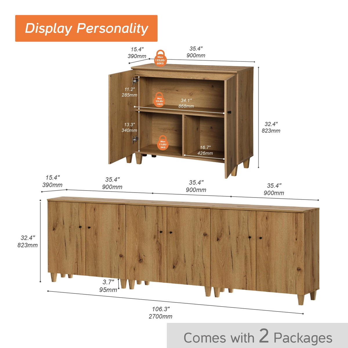 Oak Brown Storage Cabinets N82572