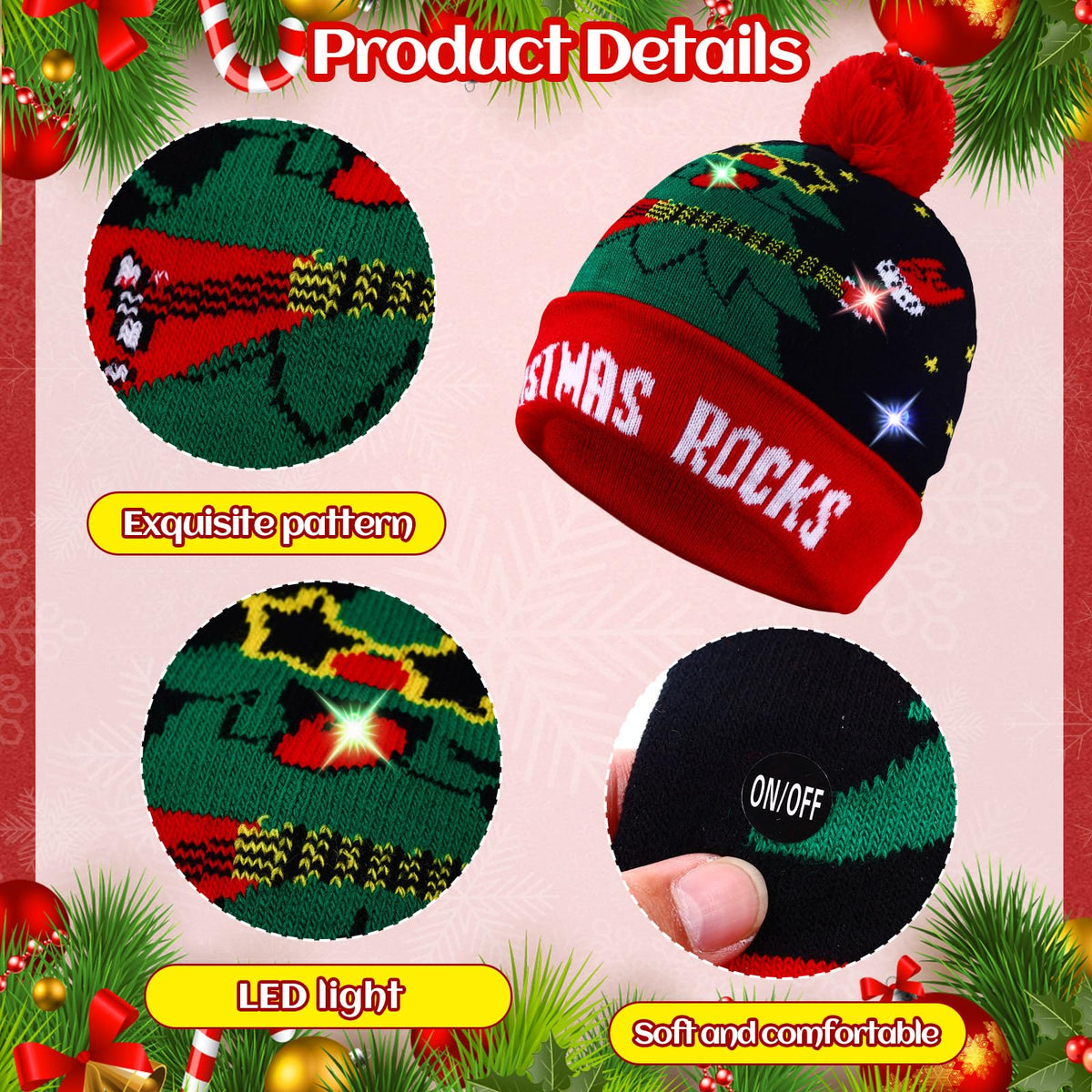 Light Up Christmas Hats Bulk LED Beanies Q2557