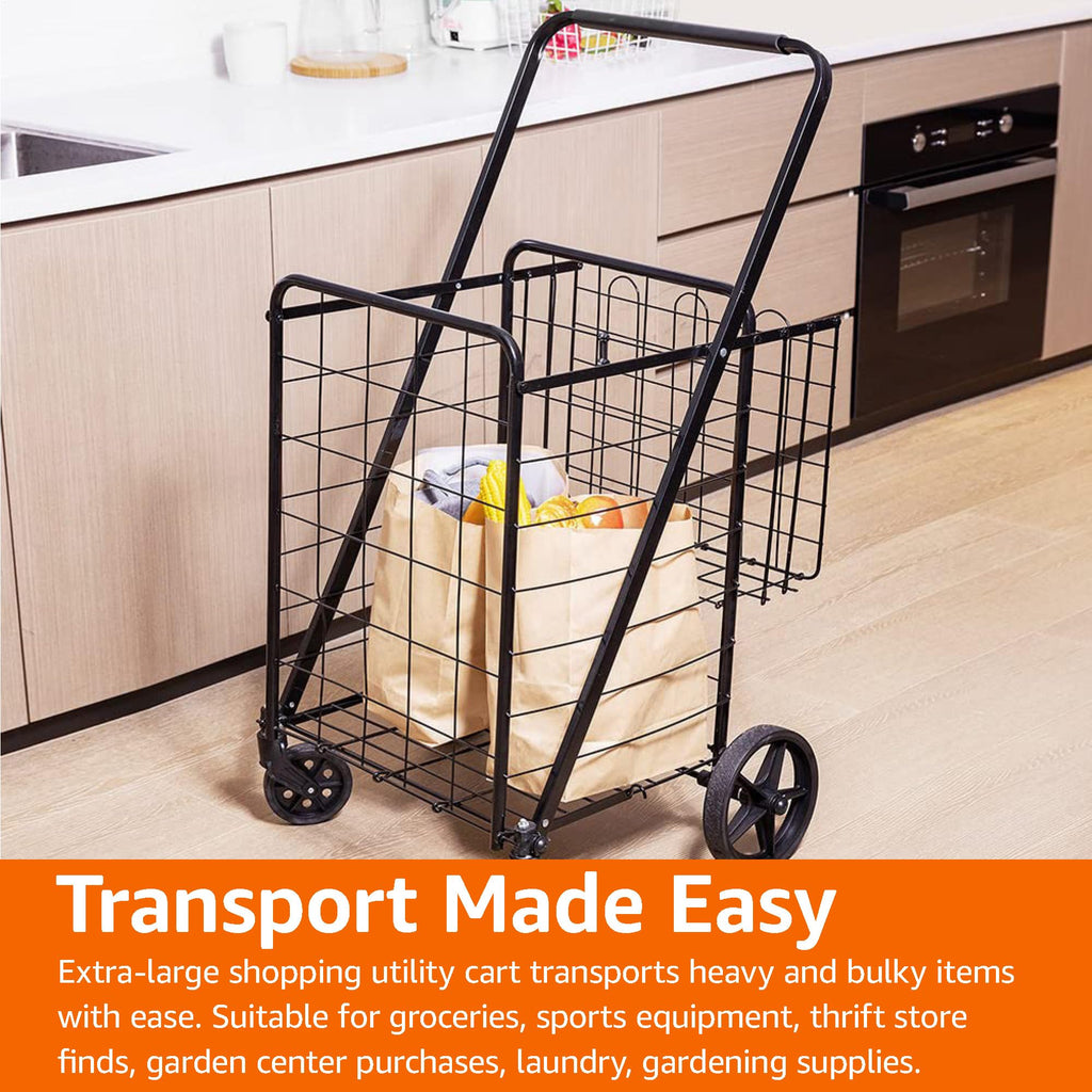 Foldable Utility Cart with 360-Degree Wheels, X-Large, Black Q26046