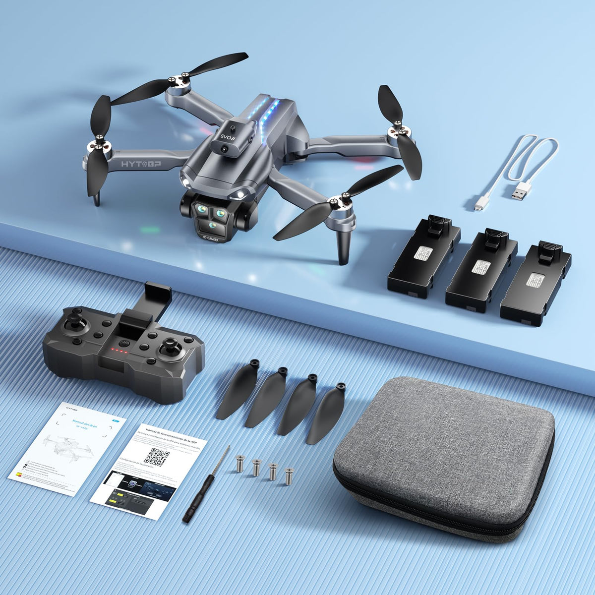 Foldable Mini Drone with Camera 1080P, 3 Batteries W207