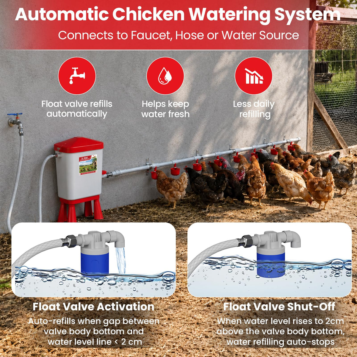 Automatic Chicken Waterer System with 8 Drinking Cups Q97036