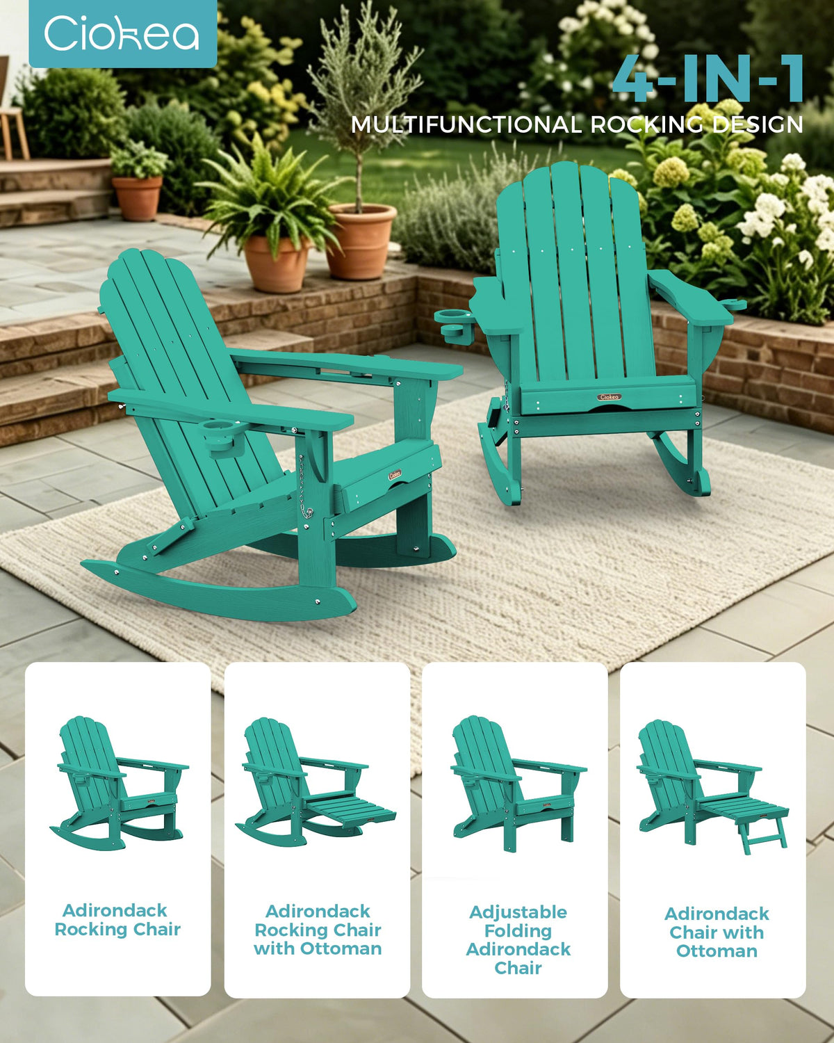 Adirondack Rocking Chair with Footrest L636731