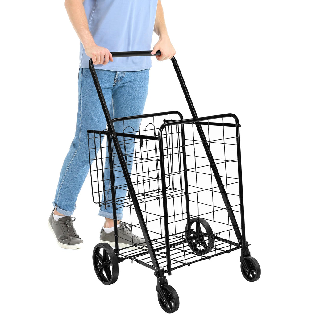 Foldable Utility Cart with 360-Degree Wheels, X-Large, Black Q26046