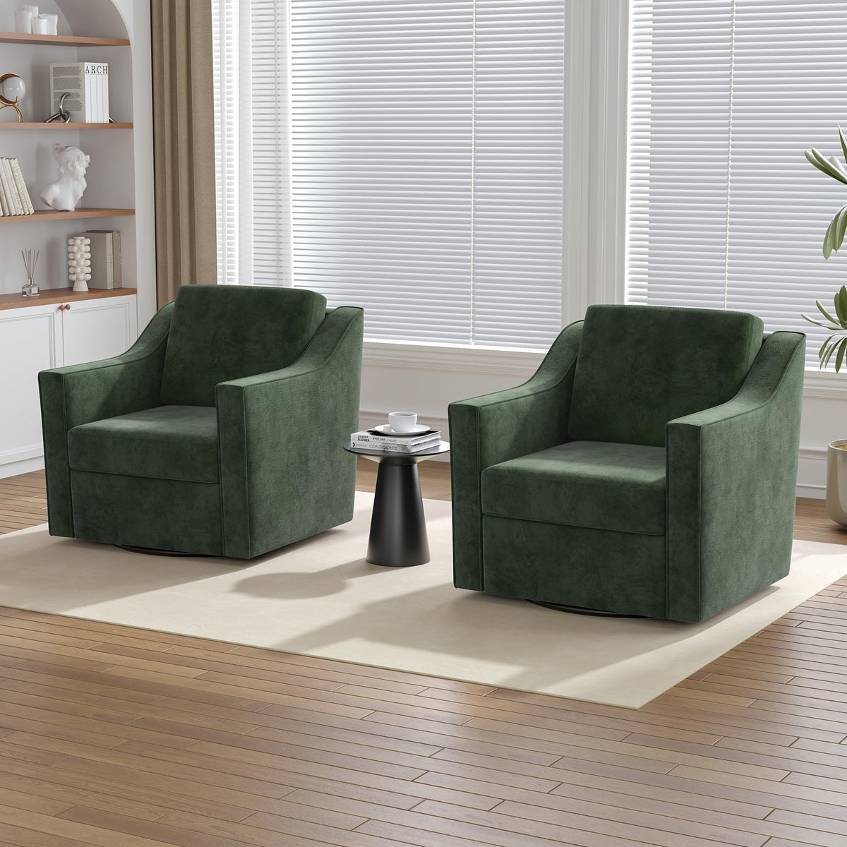 Green Swivel Accent Chairs Set of 2 Y7601