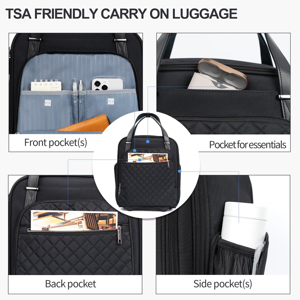 Black 16" Underseat Wheeled Bag D995