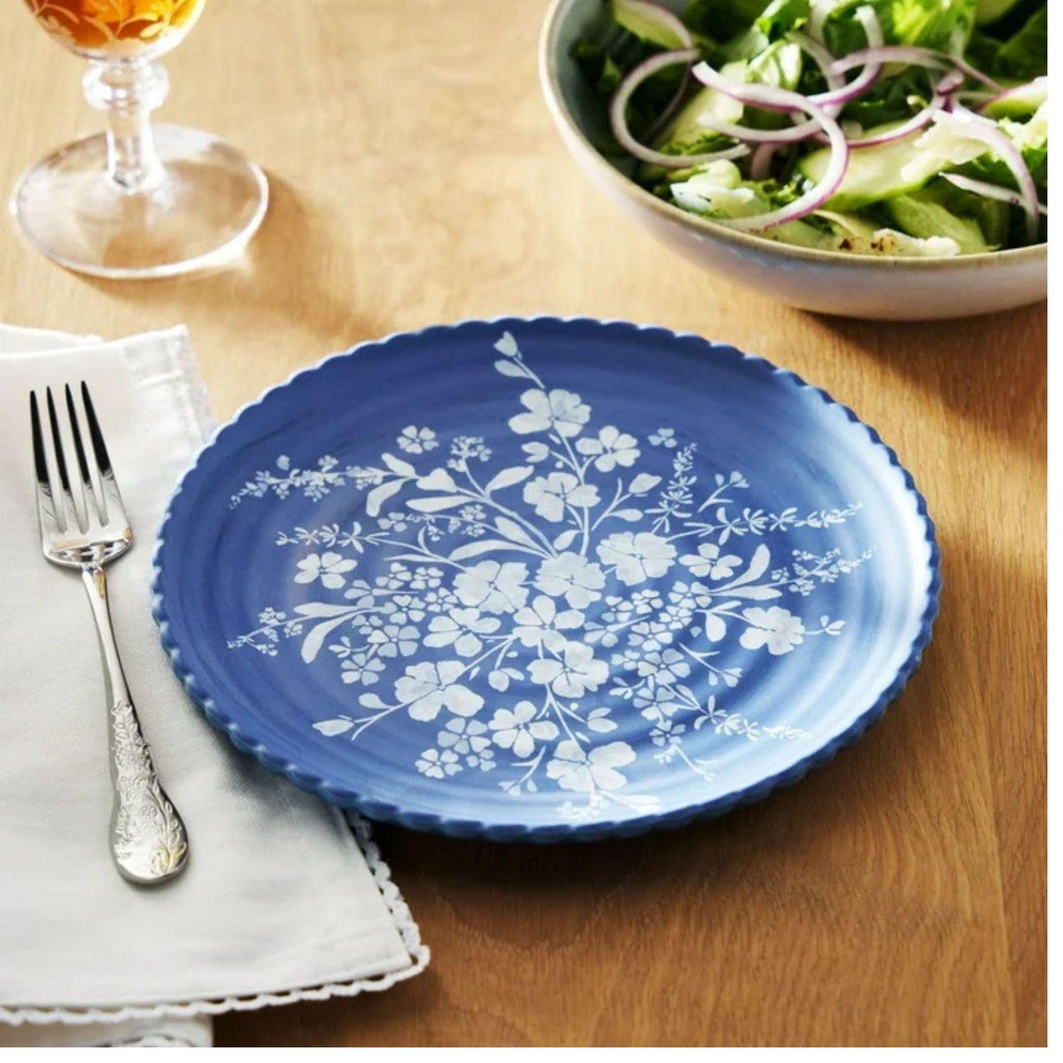 12-Piece Bamboo Melamine Dinnerware Set, Service for 4, Blue W6042