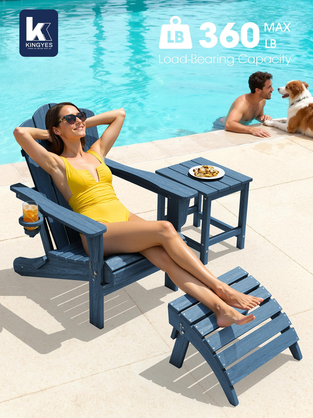 Folding Adirondack Chair Set of 2 with Cup Holder D79314