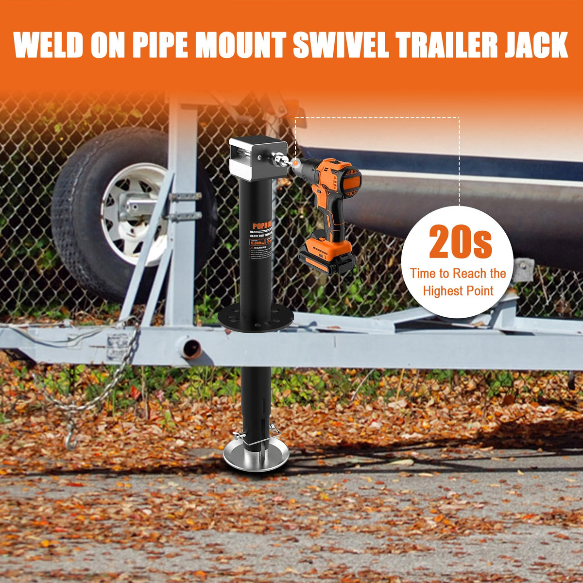 5000lbs A-Frame Trailer Jack with Adjustable Drop Leg G1290