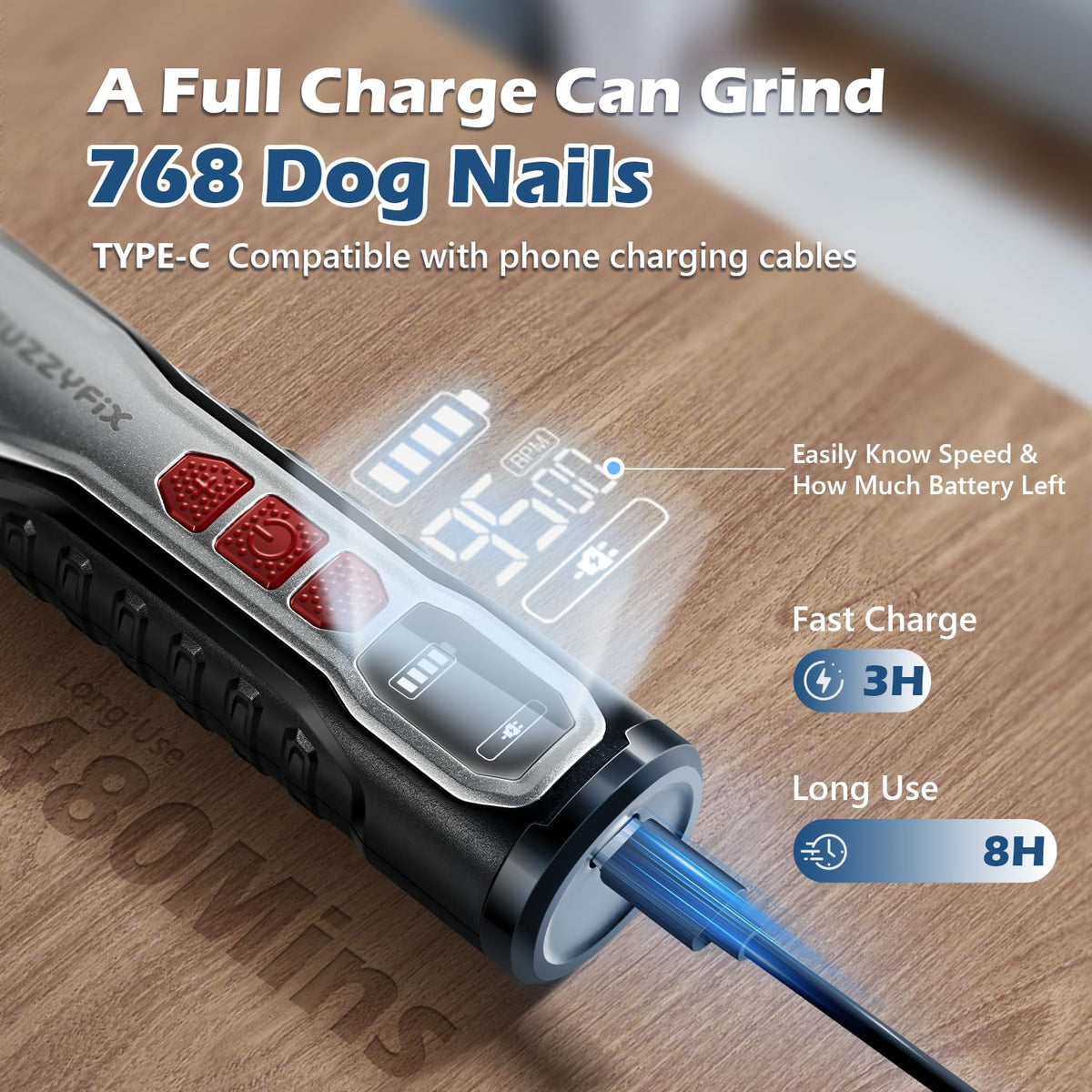 Electric Dog Nail Grinder with LED Light M258