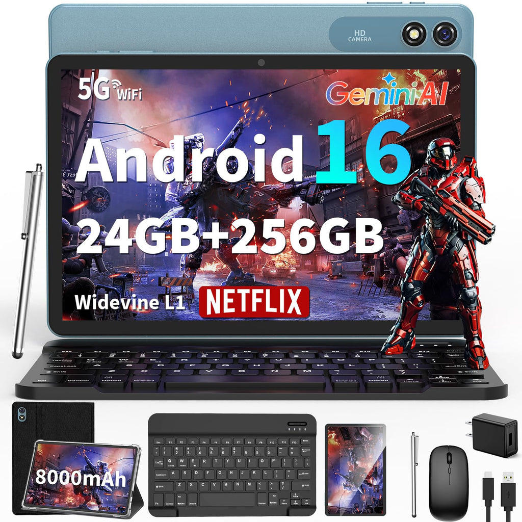 Android 16 Tablet 10 inch 32GB 256GB 2TB Expand Black V608
