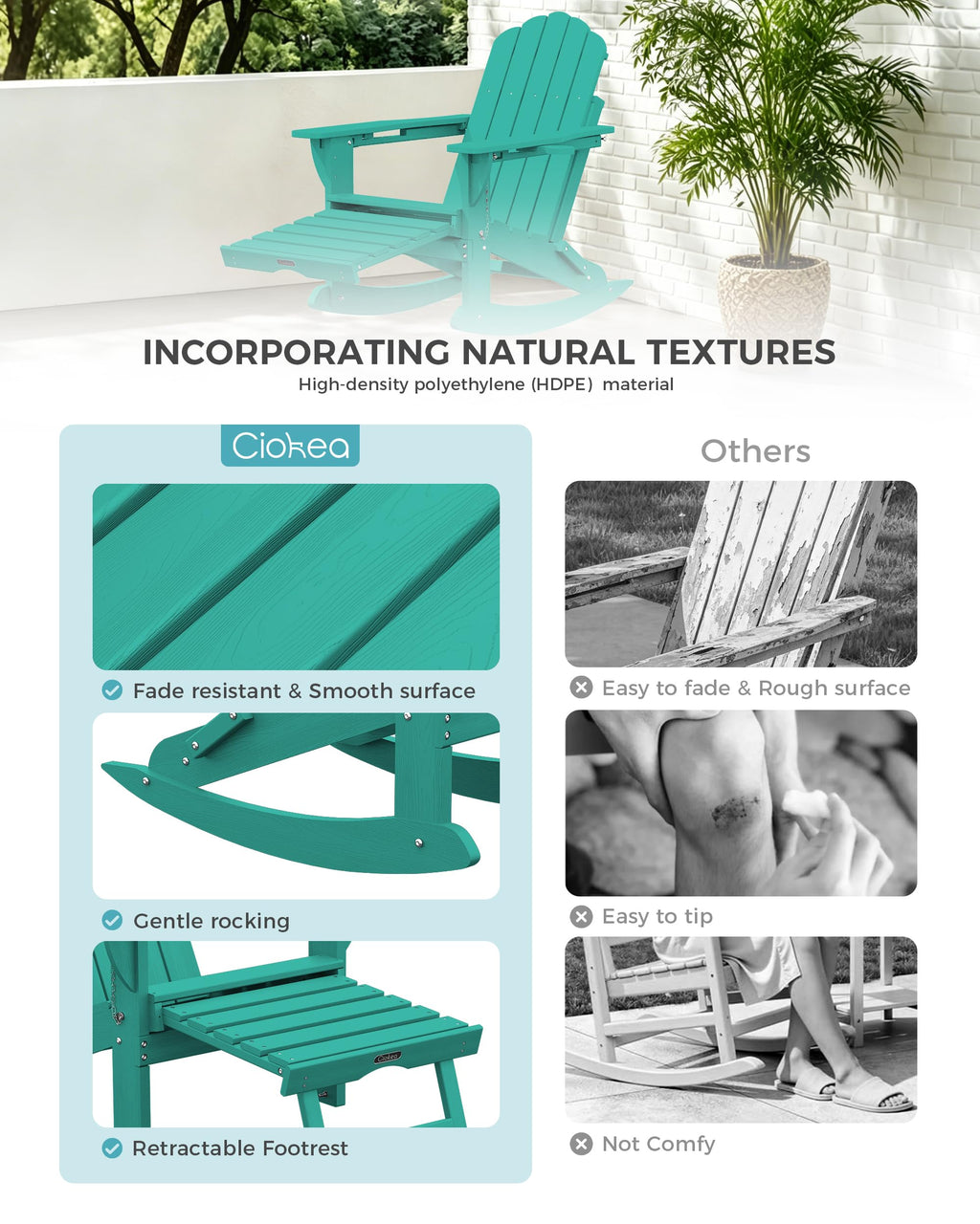 Adirondack Rocking Chair with Footrest L636731