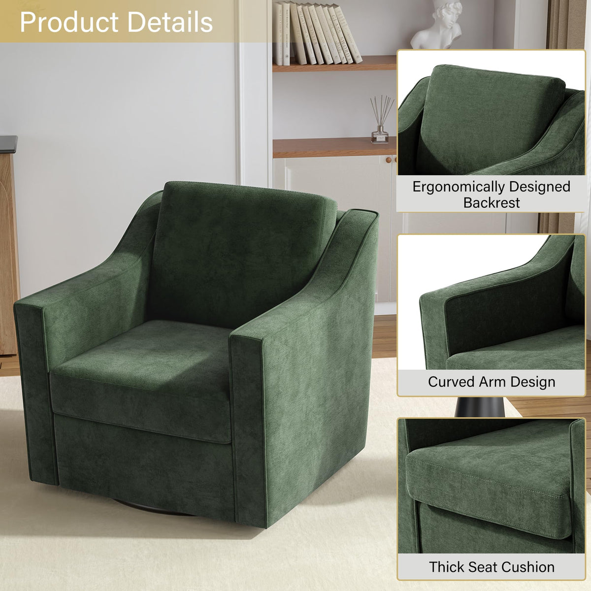 Green Swivel Accent Chairs Set of 2 Y7601