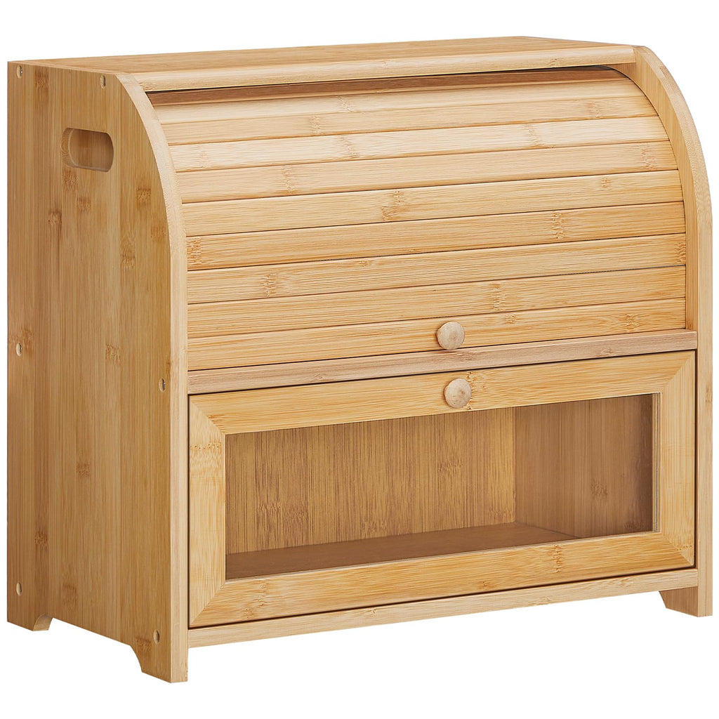 Bamboo 2 Tier Roll-Top Bread Box I877