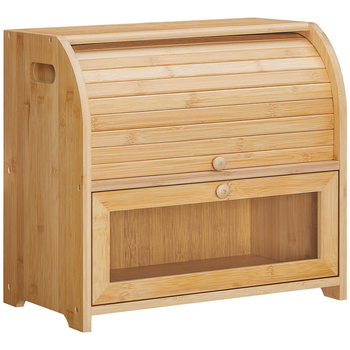 Bamboo 2 Tier Roll-Top Bread Box I877