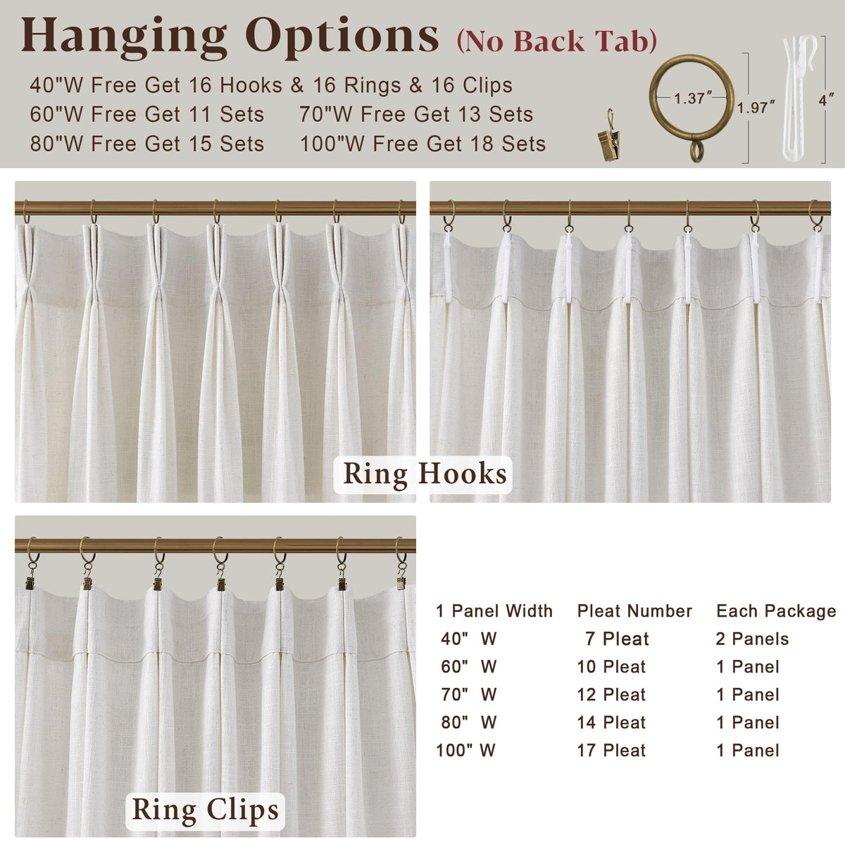 60 Inch Extra Wide Pinch Pleated Linen Curtains 90 Inch Length V6764