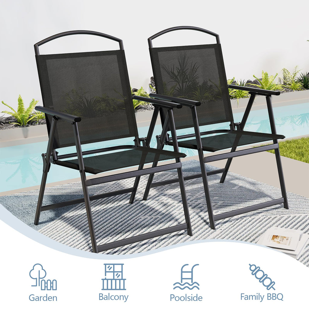 Folding Outdoor Chairs Set of 2 Black T68513