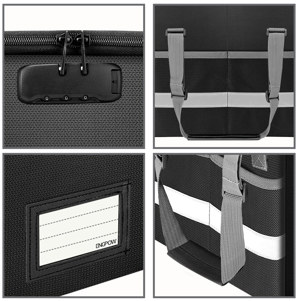 Black Fireproof Collapsible File Box with Lock O6912