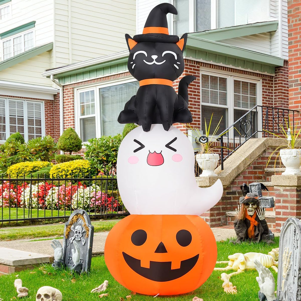 6 FT Halloween Inflatables Pumpkin Ghost Cat Outdoor Decorations P91482
