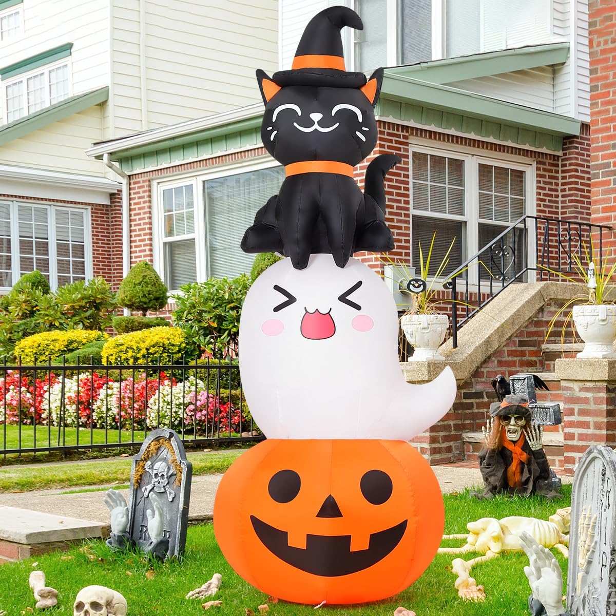 6 FT Halloween Inflatables Pumpkin Ghost Cat Outdoor Decorations P91482