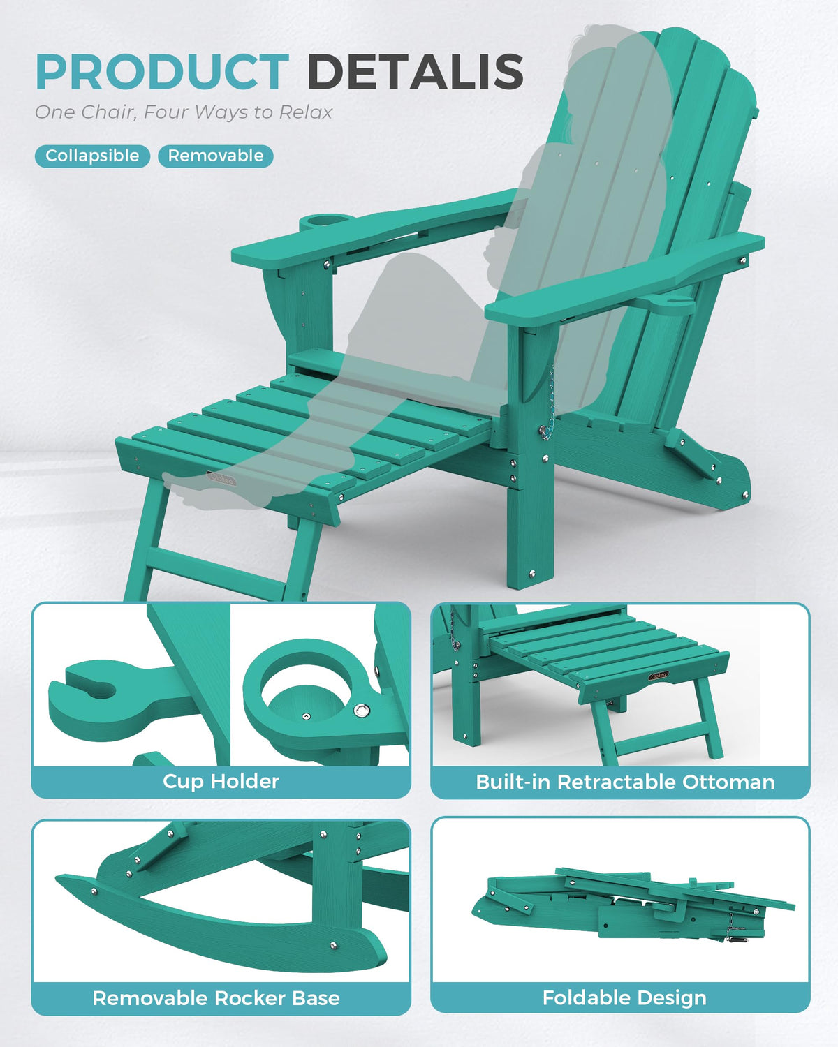 Adirondack Rocking Chair with Footrest L636731