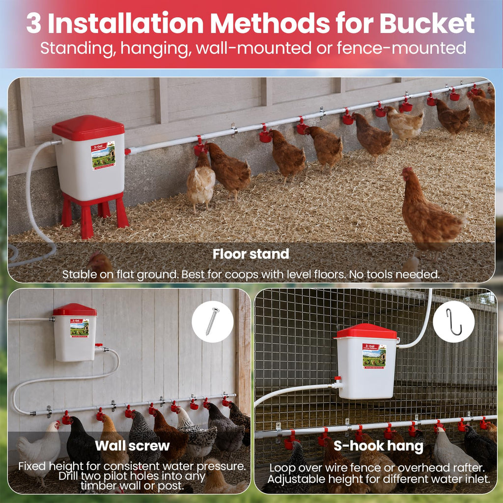 Automatic Chicken Waterer System with 8 Drinking Cups Q97036