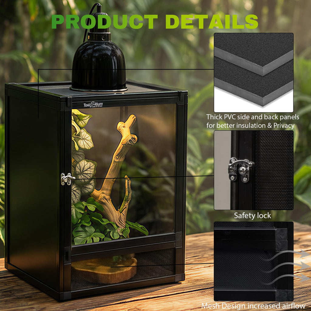 12"x12"x18" PVC Reptile Terrarium with Screen & Acrylic Doors T3807