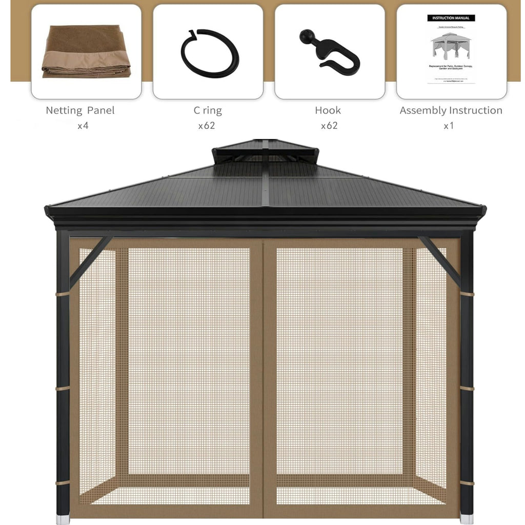 Brown Gazebo Mosquito Netting U11578