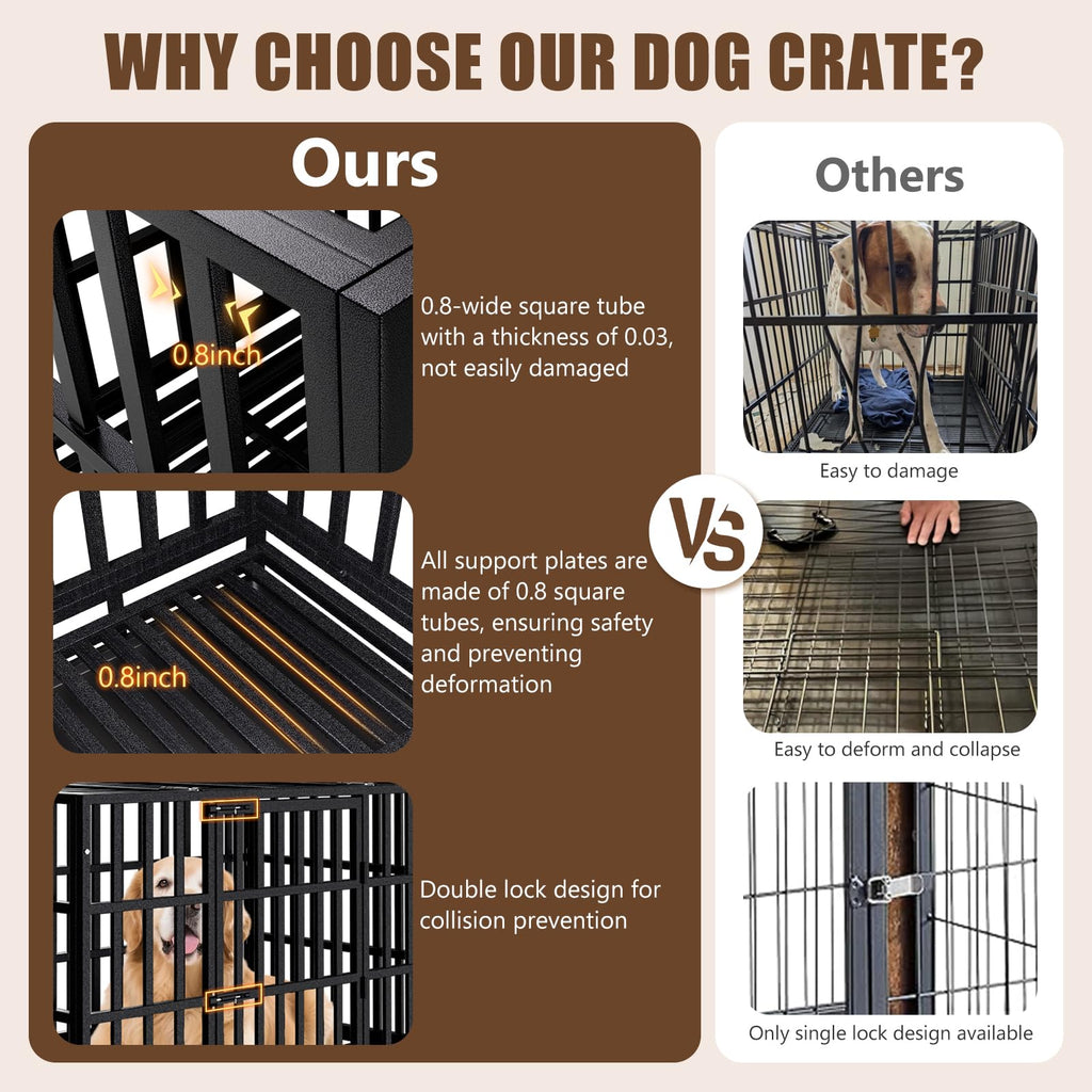 48 Inch Heavy Duty Dog Crate Kennel with Wheels N654492