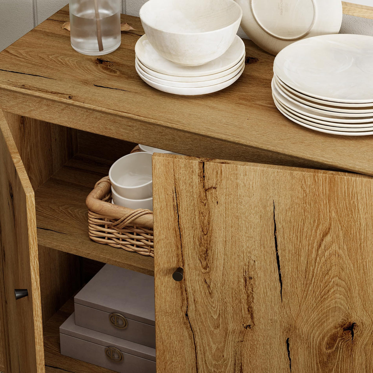 Oak Brown Storage Cabinets N82572