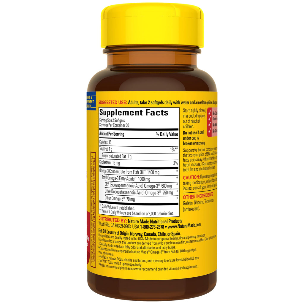 Fish Oil Omega 3 1400 mg Minis 60 Softgels Y277759
