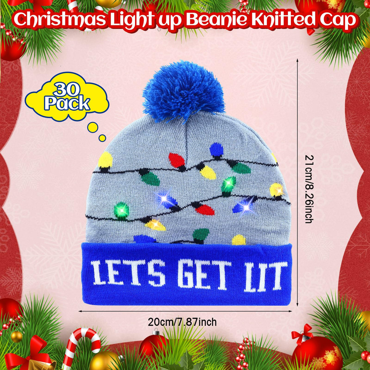 Light Up Christmas Hats Bulk LED Beanies Q2557