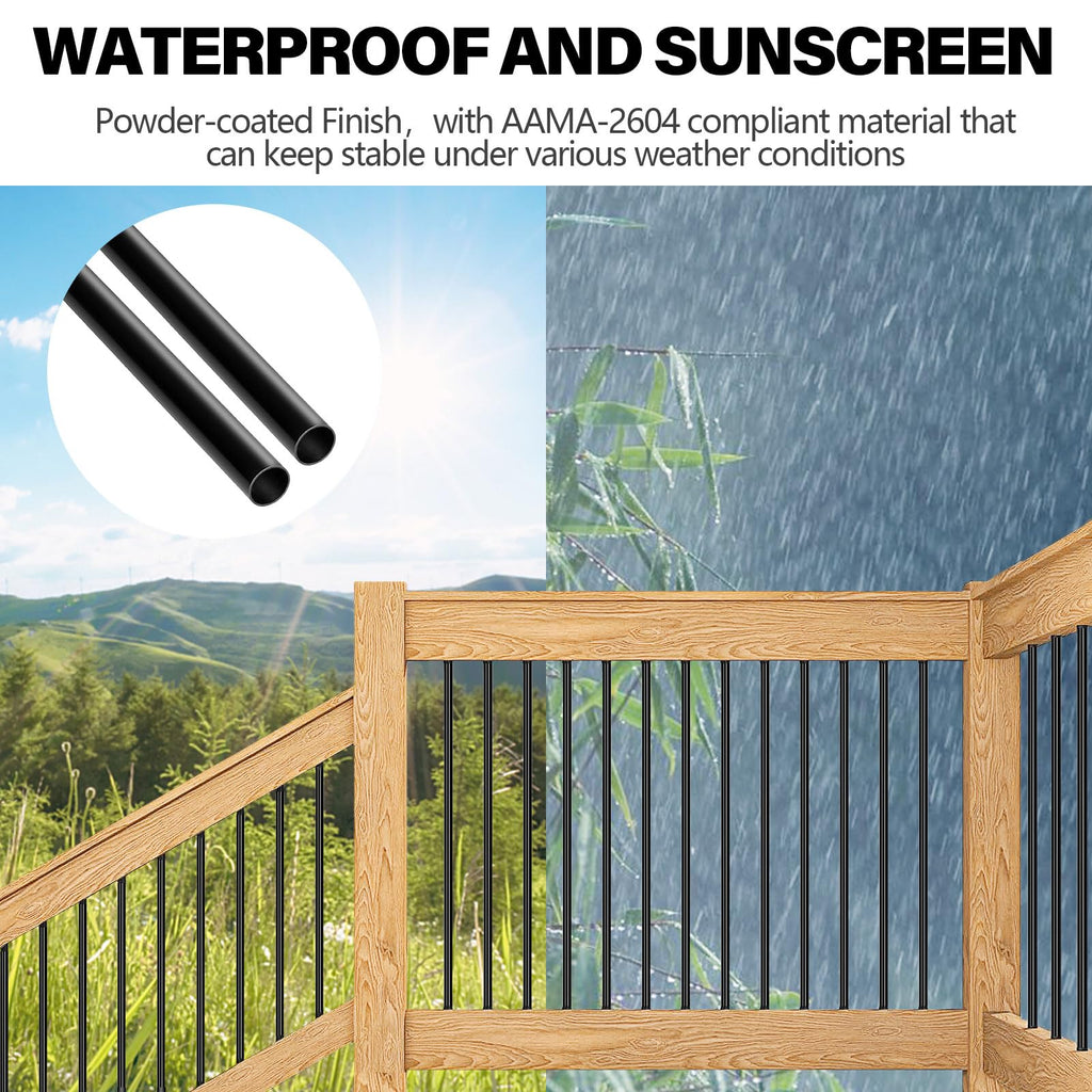 101 Pack 36" Round Black Aluminum Deck Balusters W33872