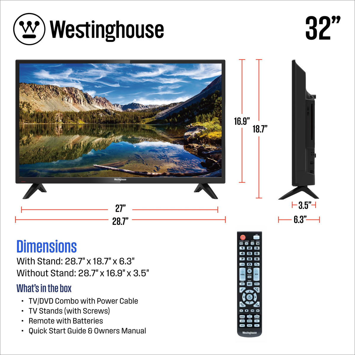 32 Inch HD LED Flat Screen TV with Built in DVD Player H667960