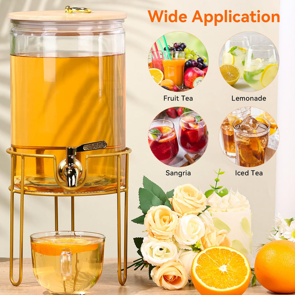 1 Gallon Glass Beverage Dispenser with Spigot, 2 Pack H969