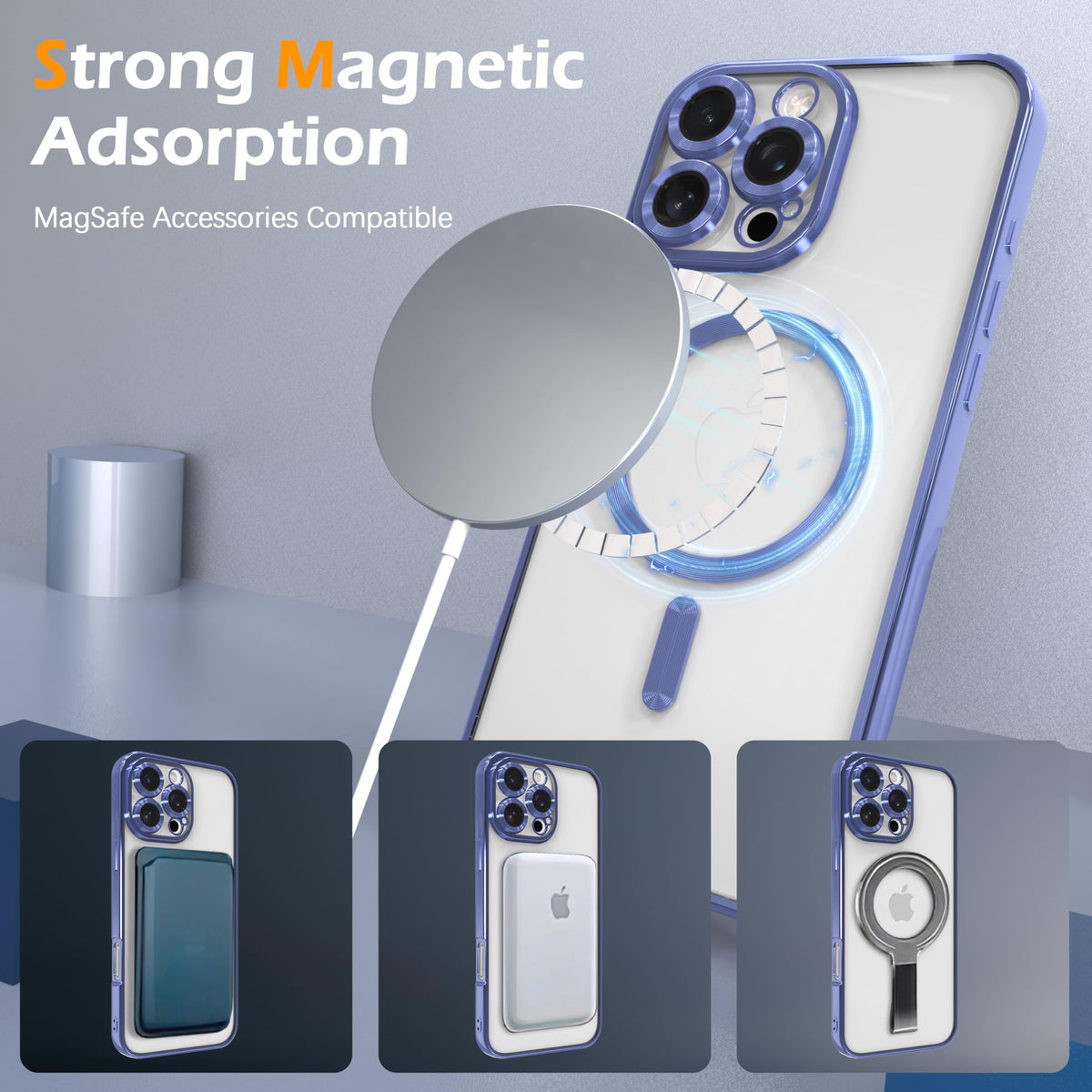 Magnetic Clear Case for iPhone 13 Pro Max with Camera Lens Protection V9733