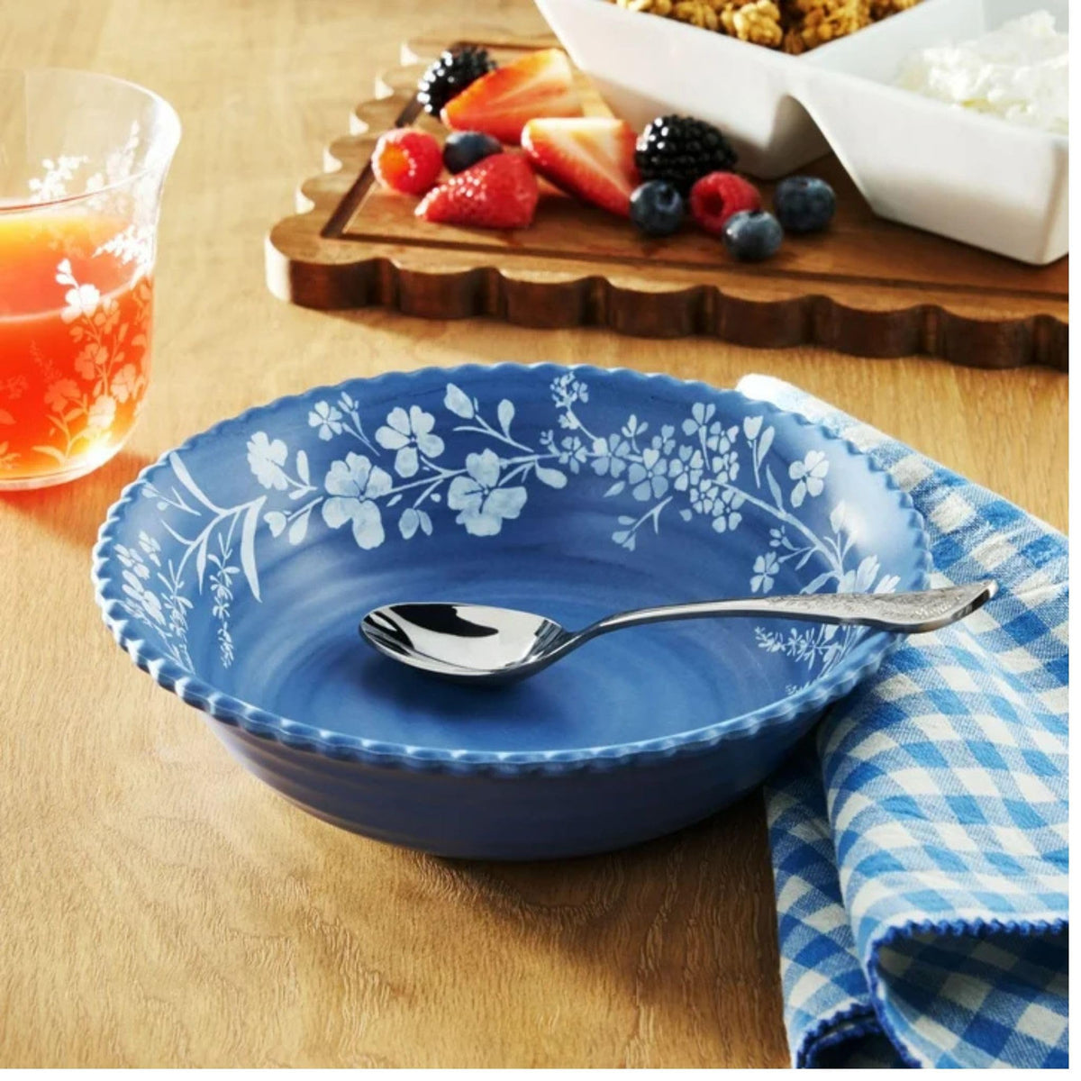 12-Piece Bamboo Melamine Dinnerware Set, Service for 4, Blue W6042