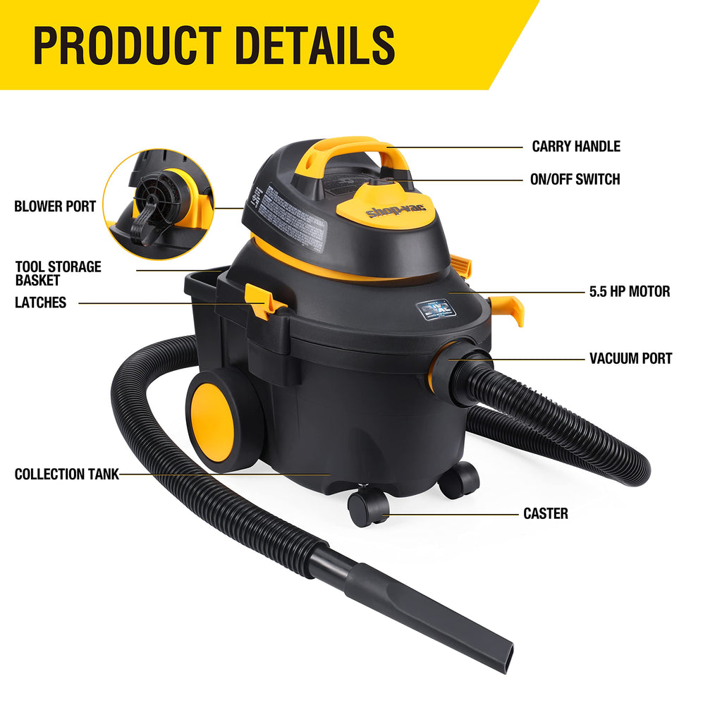 4 Gallon 5.5 Peak HP Wet/Dry Utility Vacuum with Cart B519867