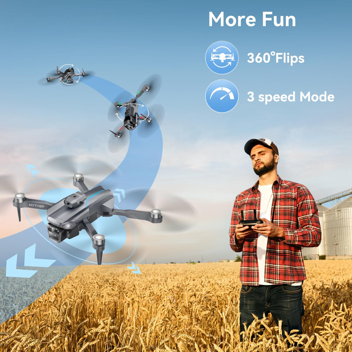 Foldable Mini Drone with Camera 1080P, 3 Batteries W207
