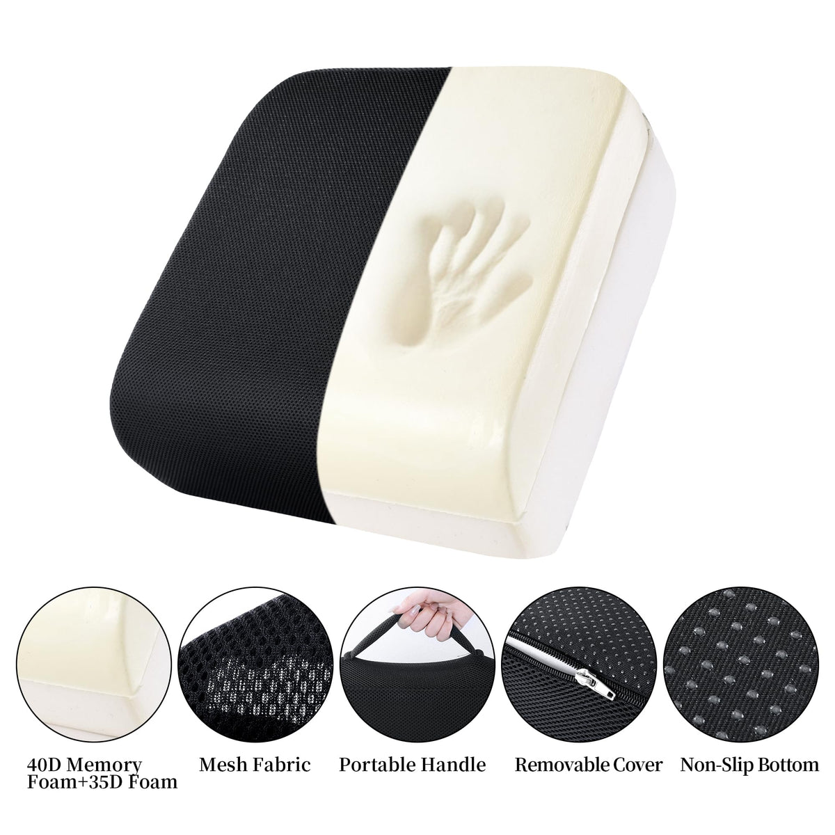Extra Thick Memory Foam Chair Cushion with Carry Handle S161