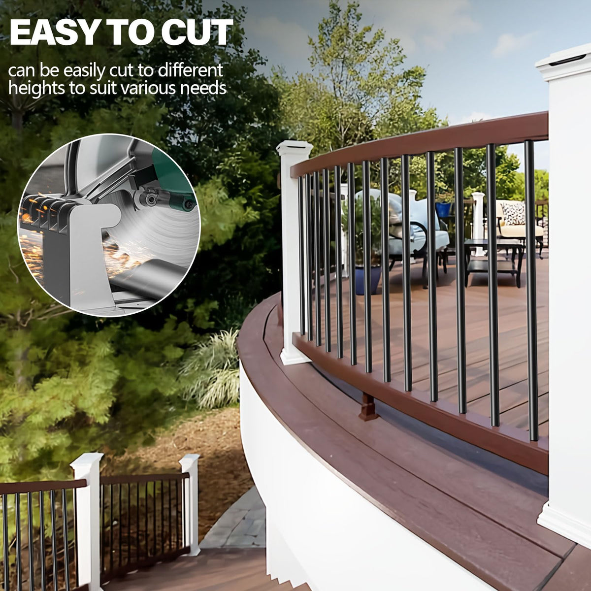 101 Pack 36" Round Black Aluminum Deck Balusters W33872
