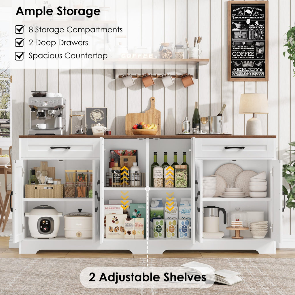 71” Large Kitchen Buffet Cabinet with Adjustable Shelves E9608