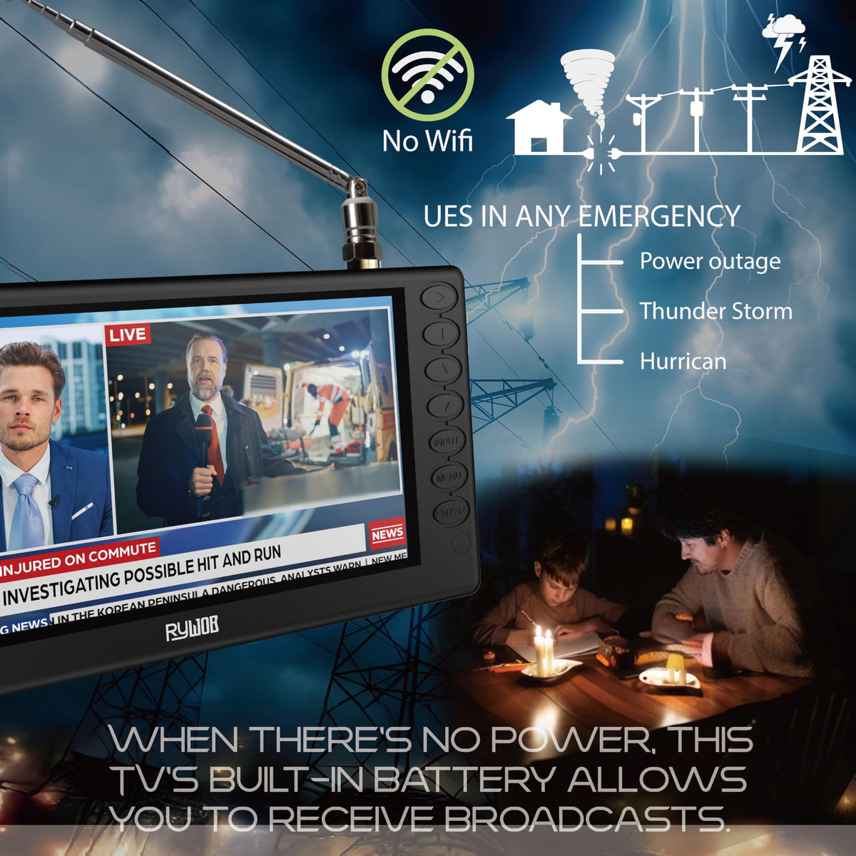 5" Portable Digital ATSC TV with Stand L4004