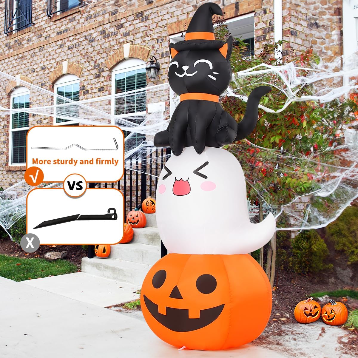 6 FT Halloween Inflatables Pumpkin Ghost Cat Outdoor Decorations P91482
