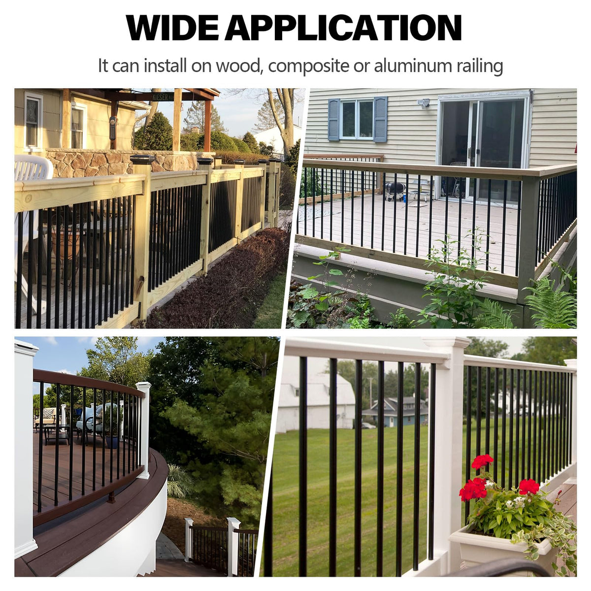 101 Pack 36" Round Black Aluminum Deck Balusters W33872