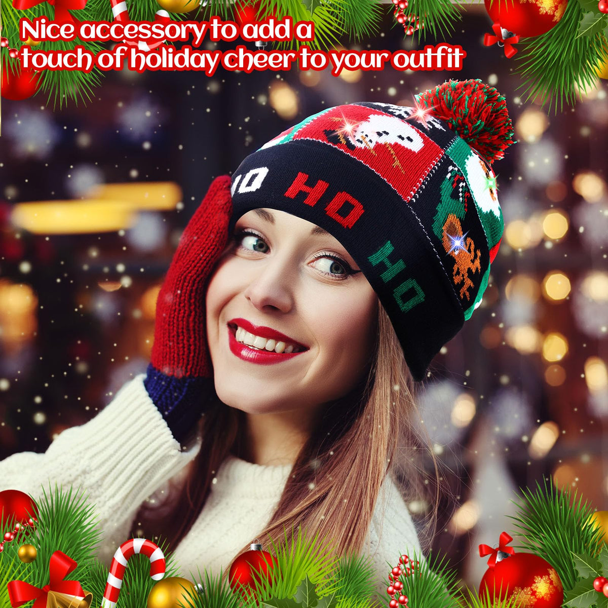 Light Up Christmas Hats Bulk LED Beanies Q2557