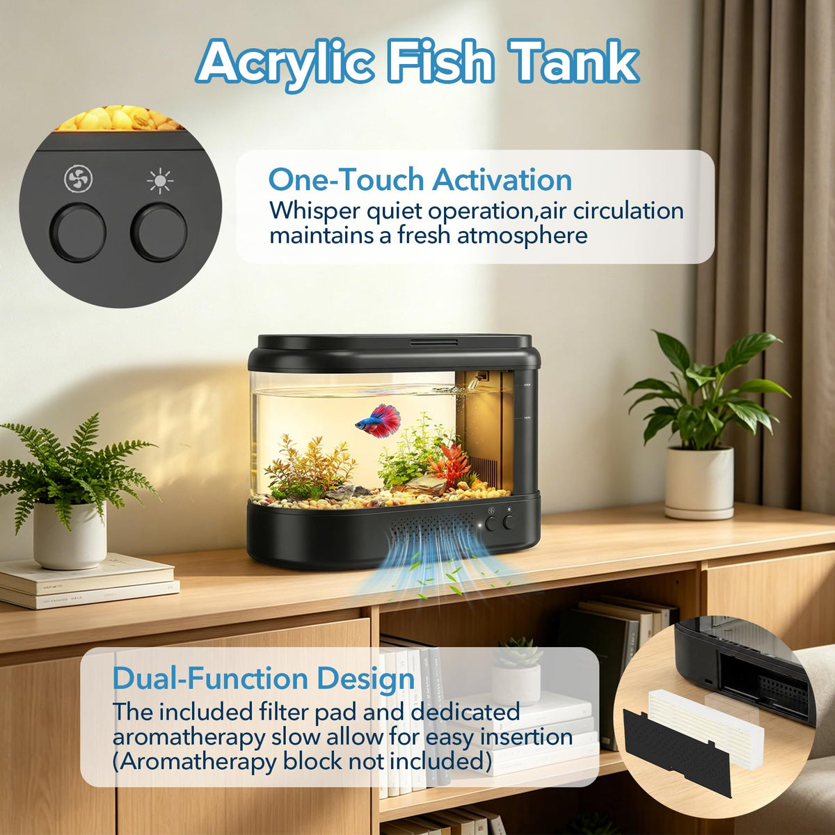 Black 1 Gallon Acrylic Aquarium Kit N604